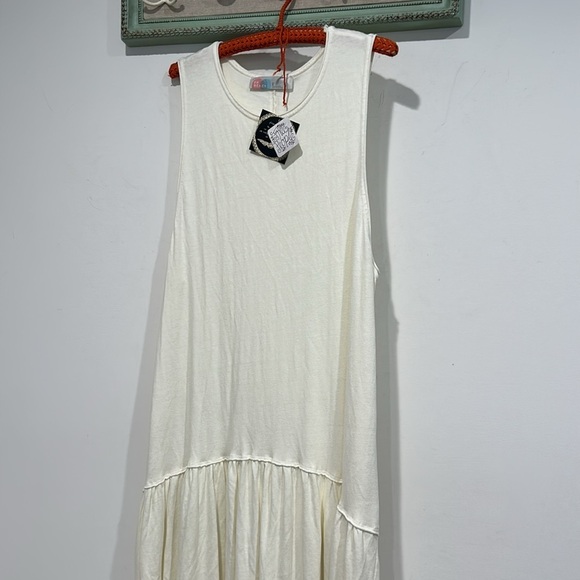 Free people beach tank style drop waist maxi dress Cream Sleeveless Dress large - Picture 3 of 5